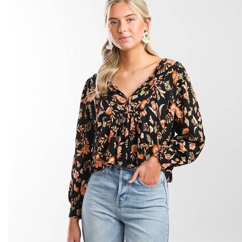 ARRAKASTA - Blusa corta estampada