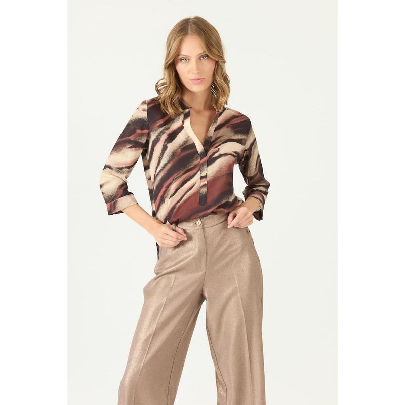 PRIVILEGE - Blusa beige estampada PRIVILEGE 2387 - Beige