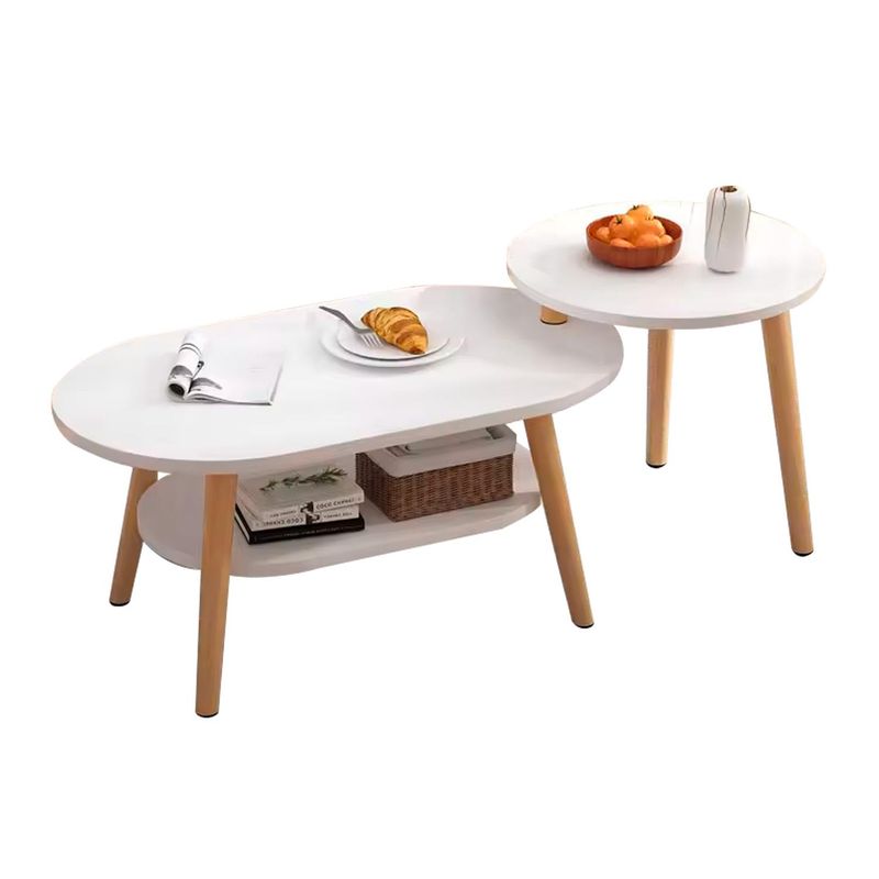 GLOBAL LATIN GROUP - Mesa de Centro con Mesa Auxiliar Diseño Elegante - Blanco