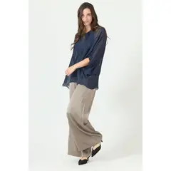 PRIVILEGE - Blusa con seda azul 2375 - Azul