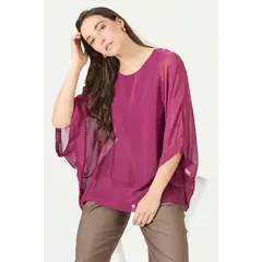 PRIVILEGE - Blusa con seda burdeo 2376 - Burdeos