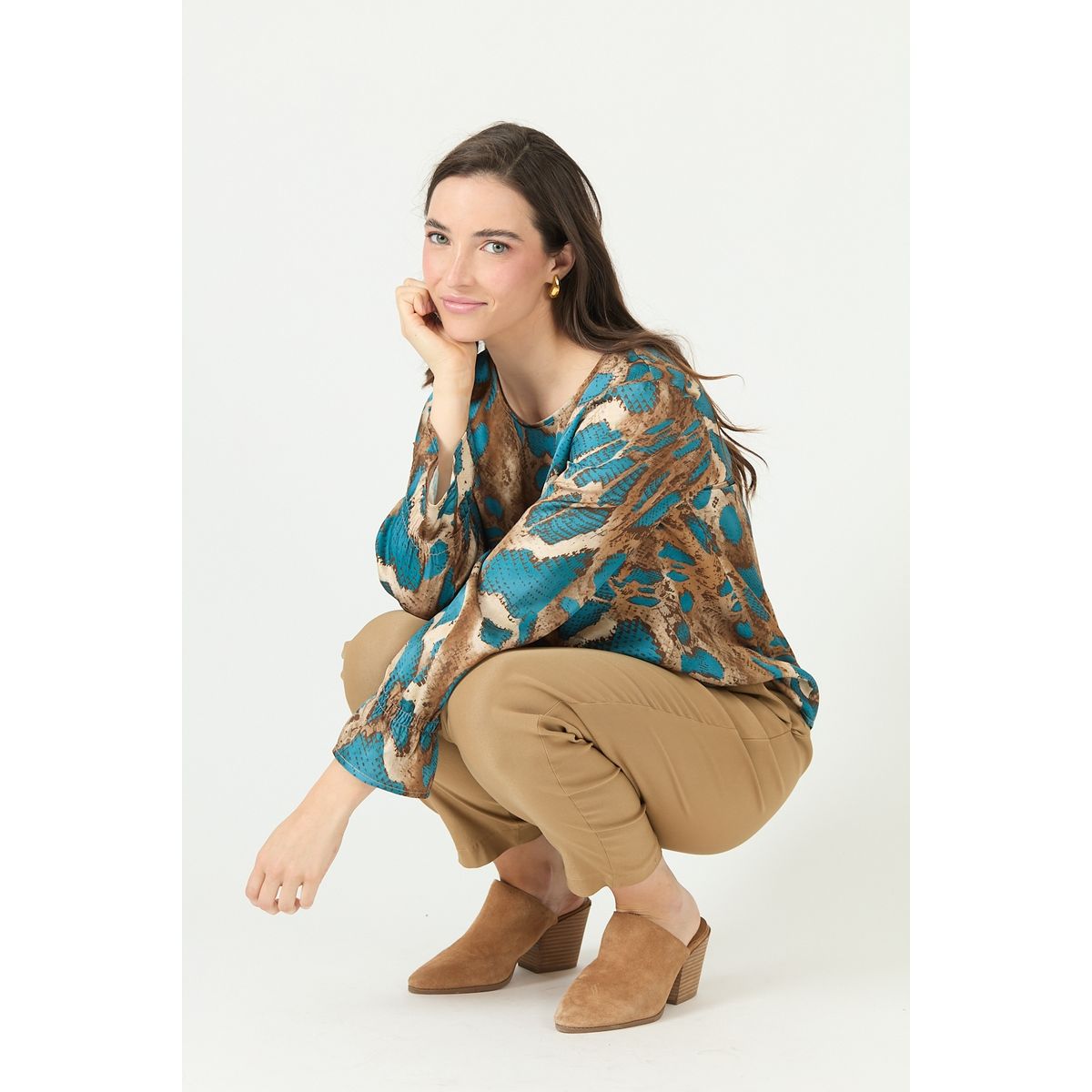 PRIVILEGE - Blusa camel estampada 2380