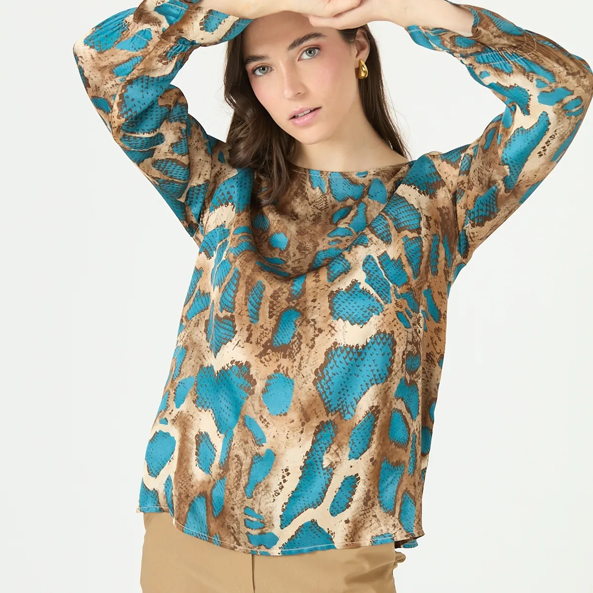 PRIVILEGE - Blusa camel estampada 2380