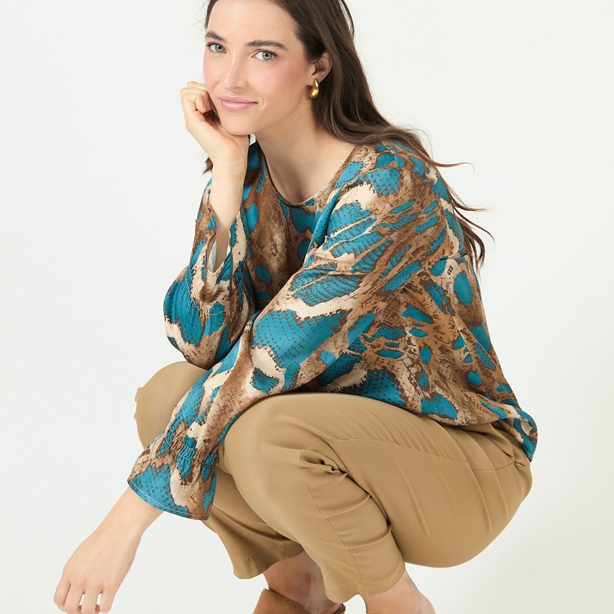 PRIVILEGE - Blusa camel estampada 2380