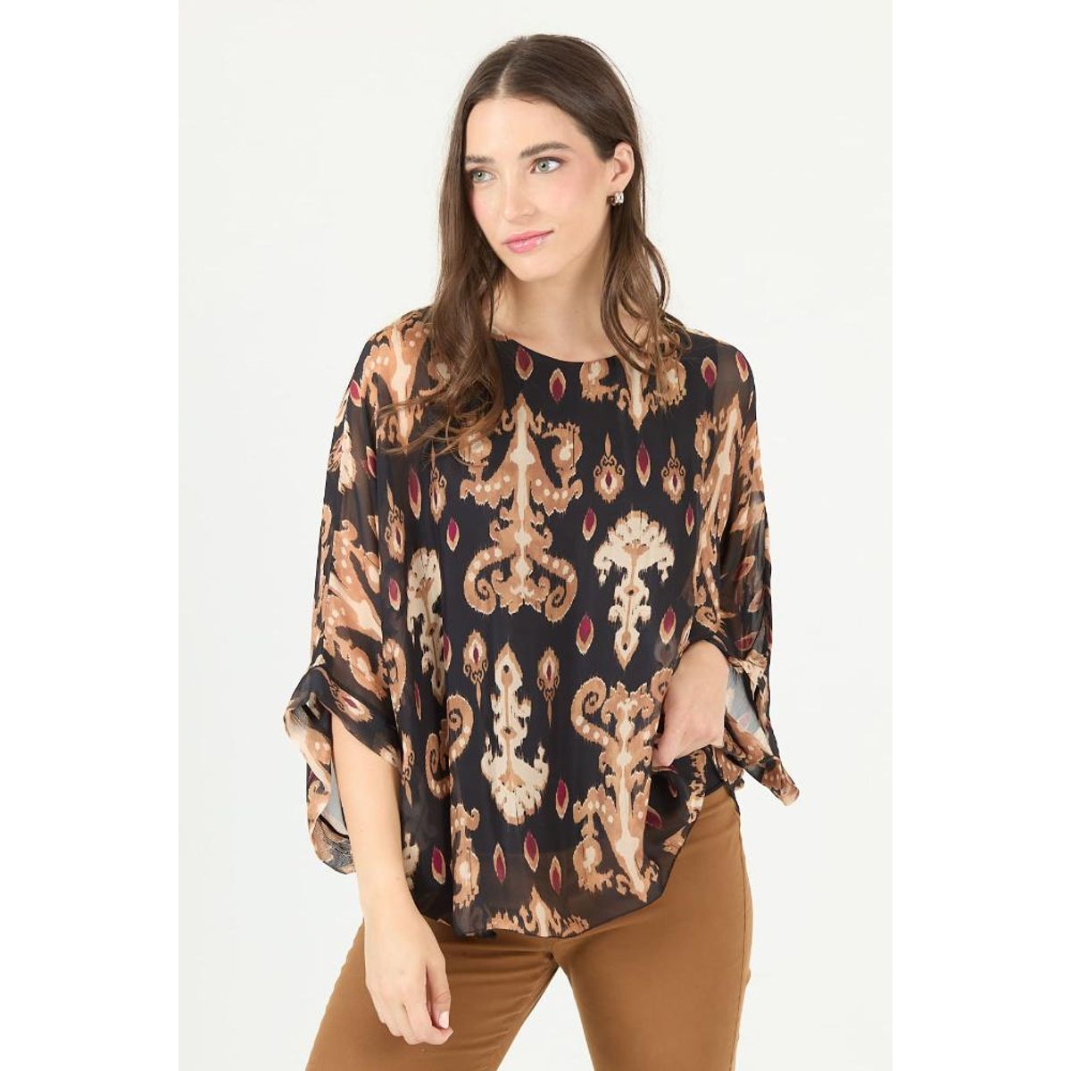 PRIVILEGE - Blusa con seda negra estampada 2374