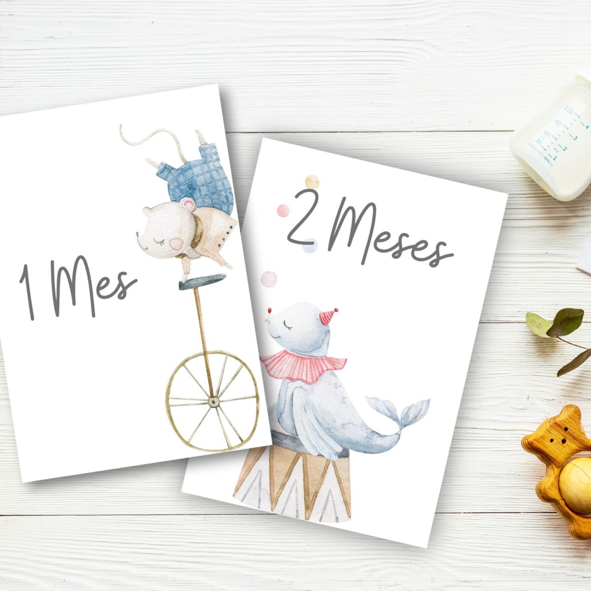 LAFANTINA - TARJETAS BABYSHOWER FOTOS MESES BEBÉ CIRCUS