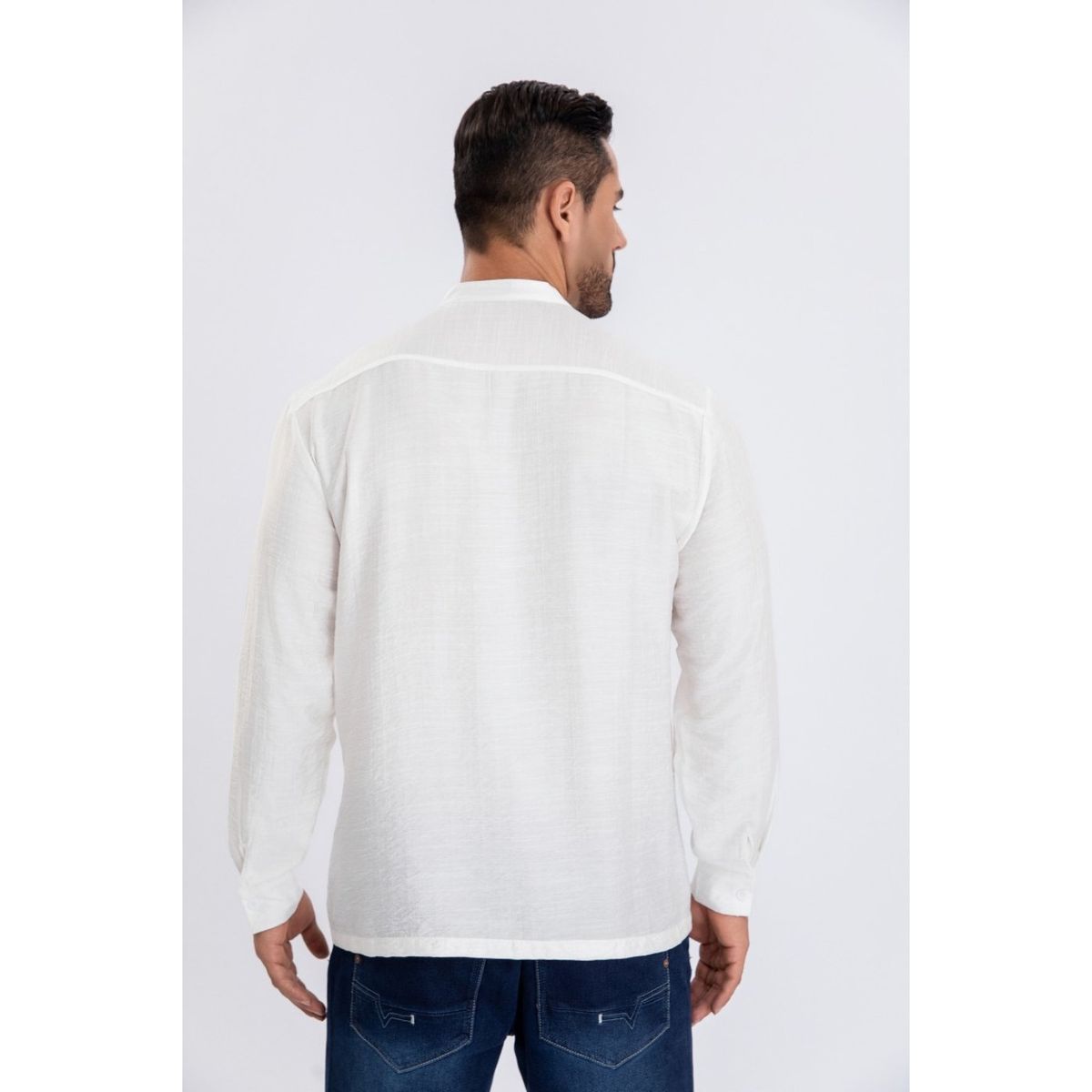 LIKE SHOP - Camisa Verano Manga Larga Hombre Cuello Mao Casual Fashion 155