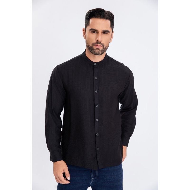 MPROPIA - Camisa Verano Manga Larga Hombre Cuello Mao Casual Fashion 155