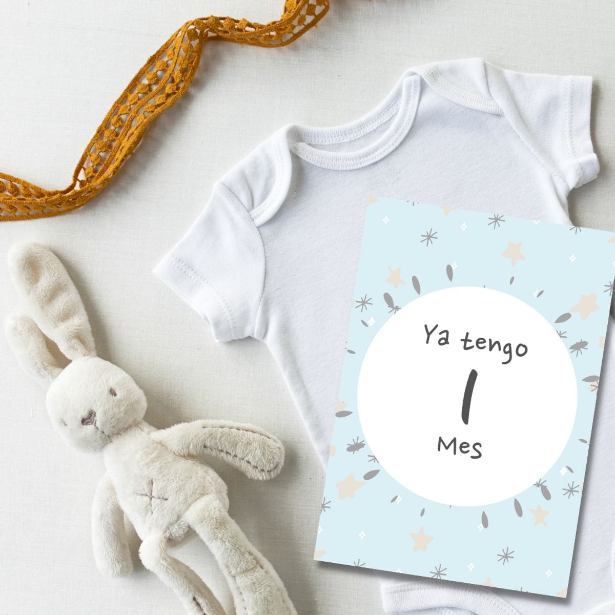 LAFANTINA - TARJETAS BABYSHOWER FOTOS MESES BEBÉ TEMPO GRIS