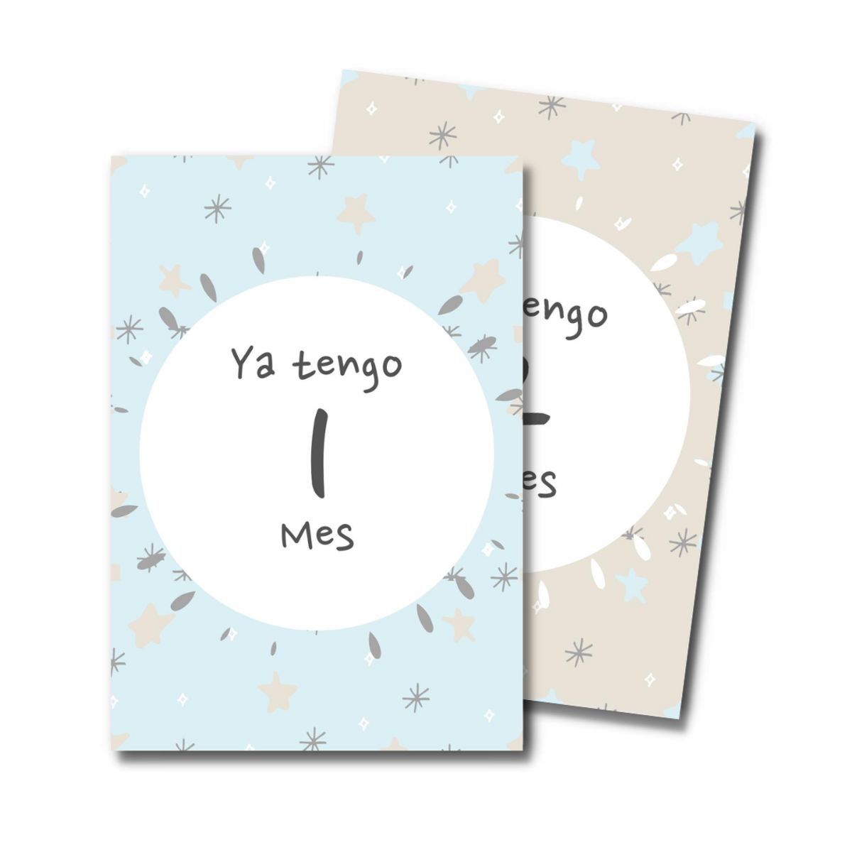 LAFANTINA - TARJETAS BABYSHOWER FOTOS MESES BEBÉ TEMPO GRIS