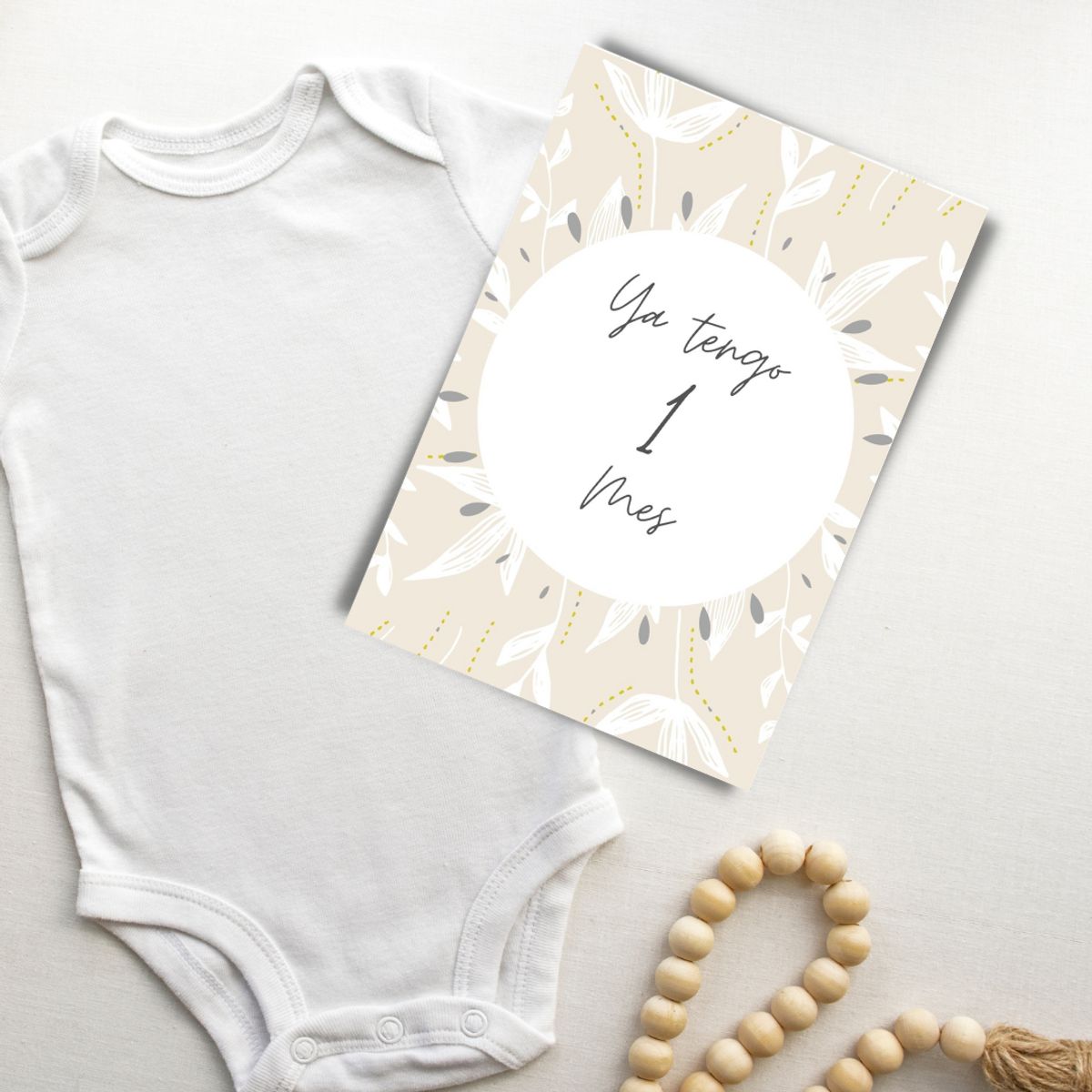 LAFANTINA - TARJETAS BABYSHOWER FOTOS MESES BEBÉ TEMPO OCRE