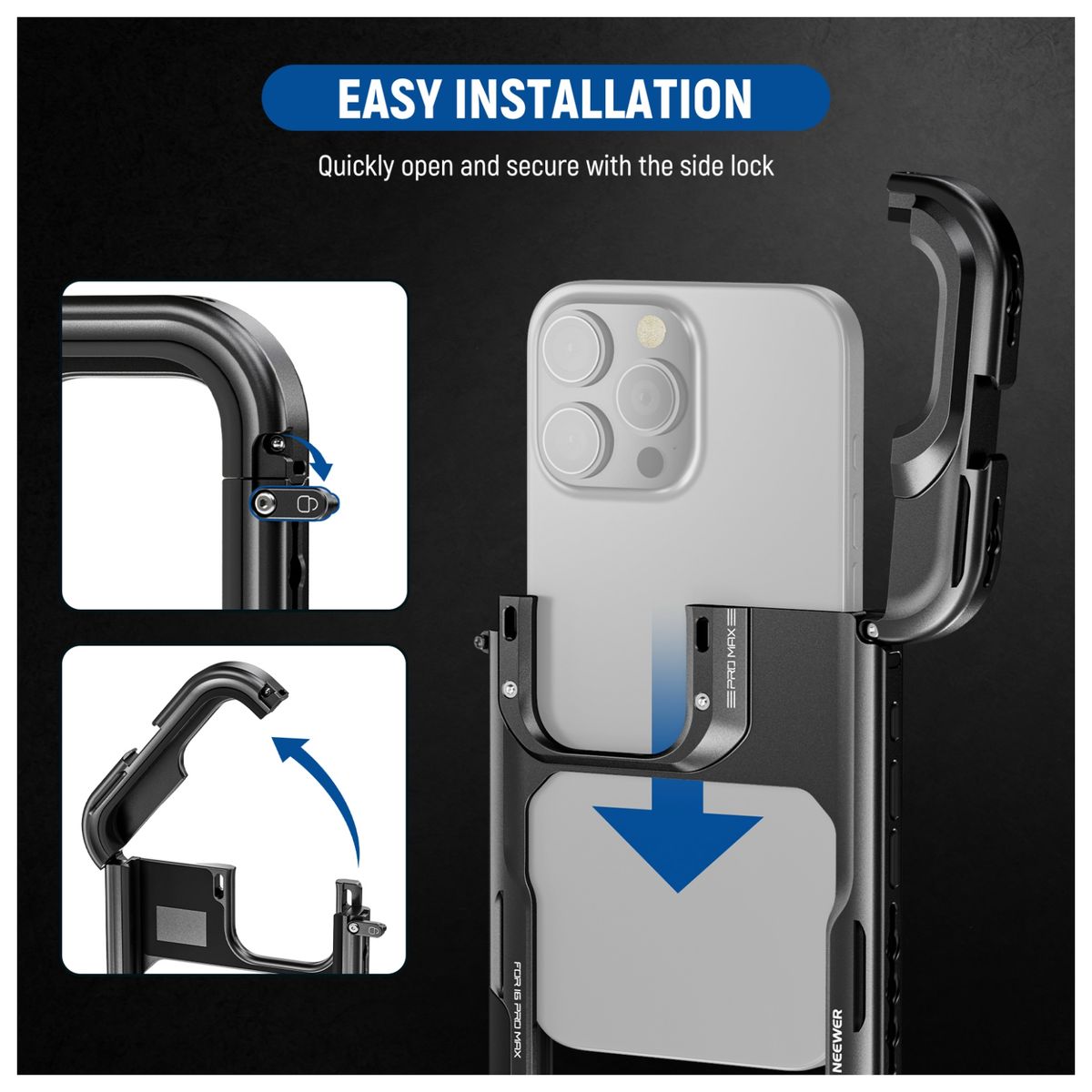 NEEWER - Jaula Rig Phone Cage + Filter Adapter Para iPhone 16 Pro (Not for max)