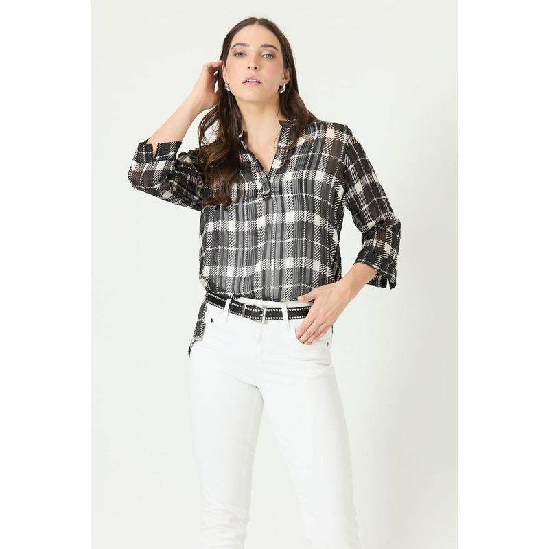 PRIVILEGE - Blusa negra cuadros PRIVILEGE 2390 - Negro