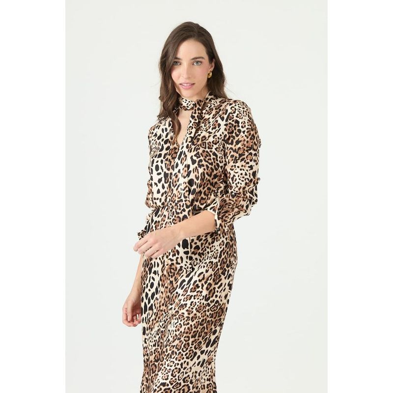 PRIVILEGE - Blusa cafe animal print PRIVILEGE 2384 - Café