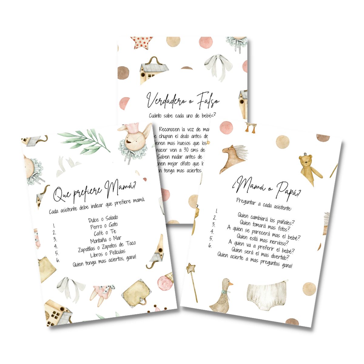 LAFANTINA - TARJETAS DE JUEGOS PARA BABYSHOWER