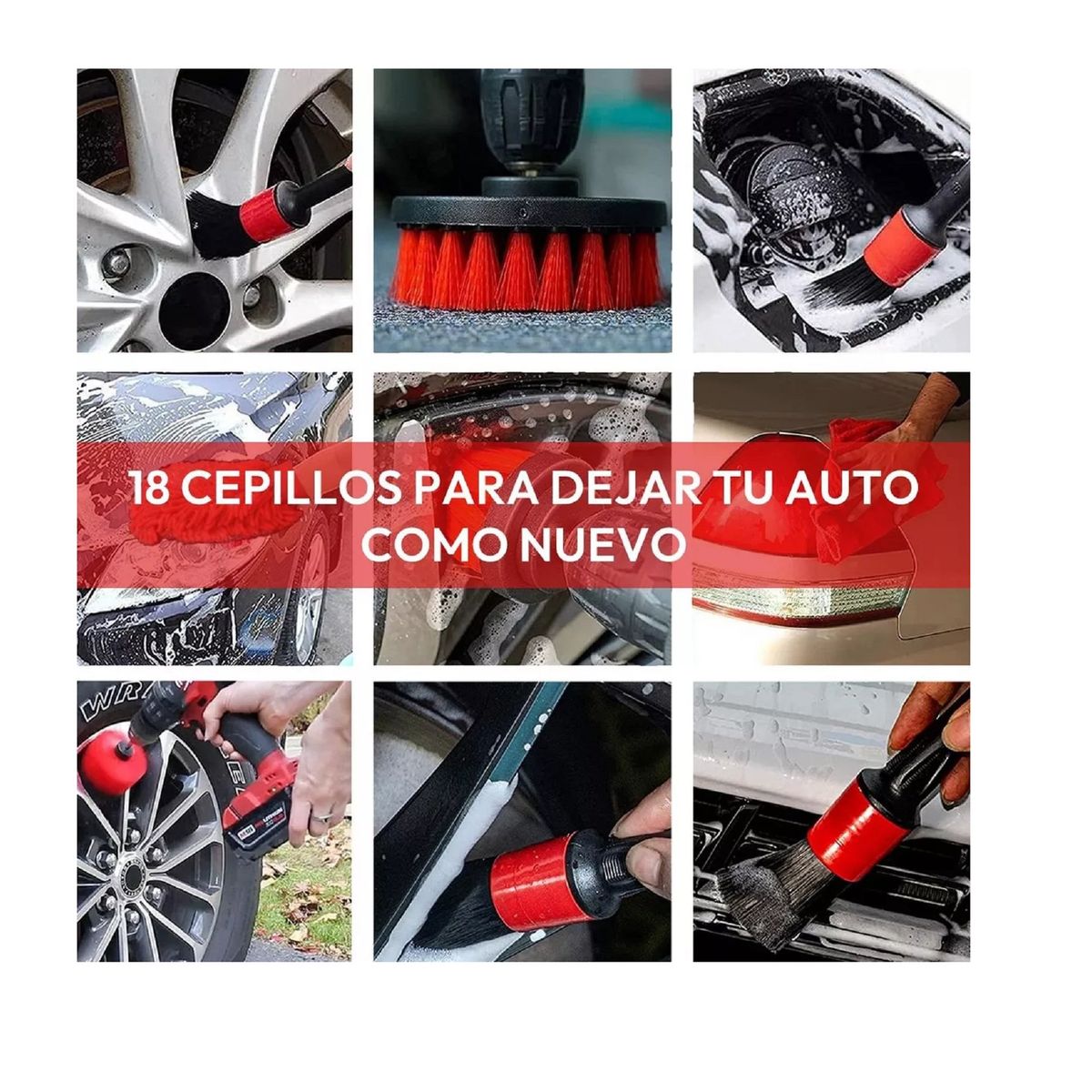 GENERICO - Kit 18 Piezas Limpieza De Auto Interior Y Exterior