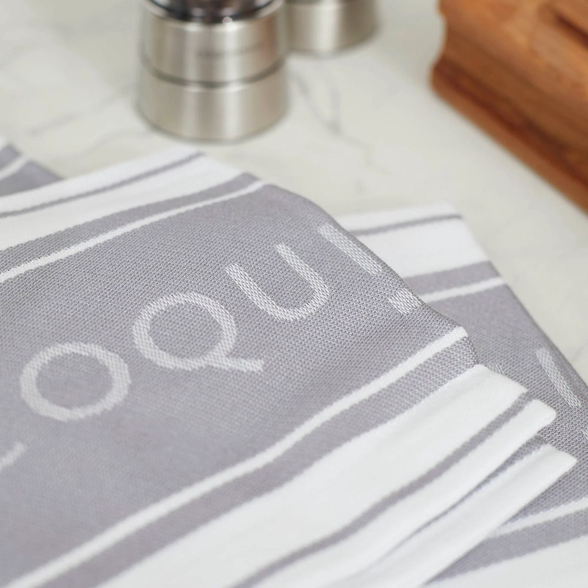 COQUINARIA - Set 4 Paños de Cocina Grises Coquinaria