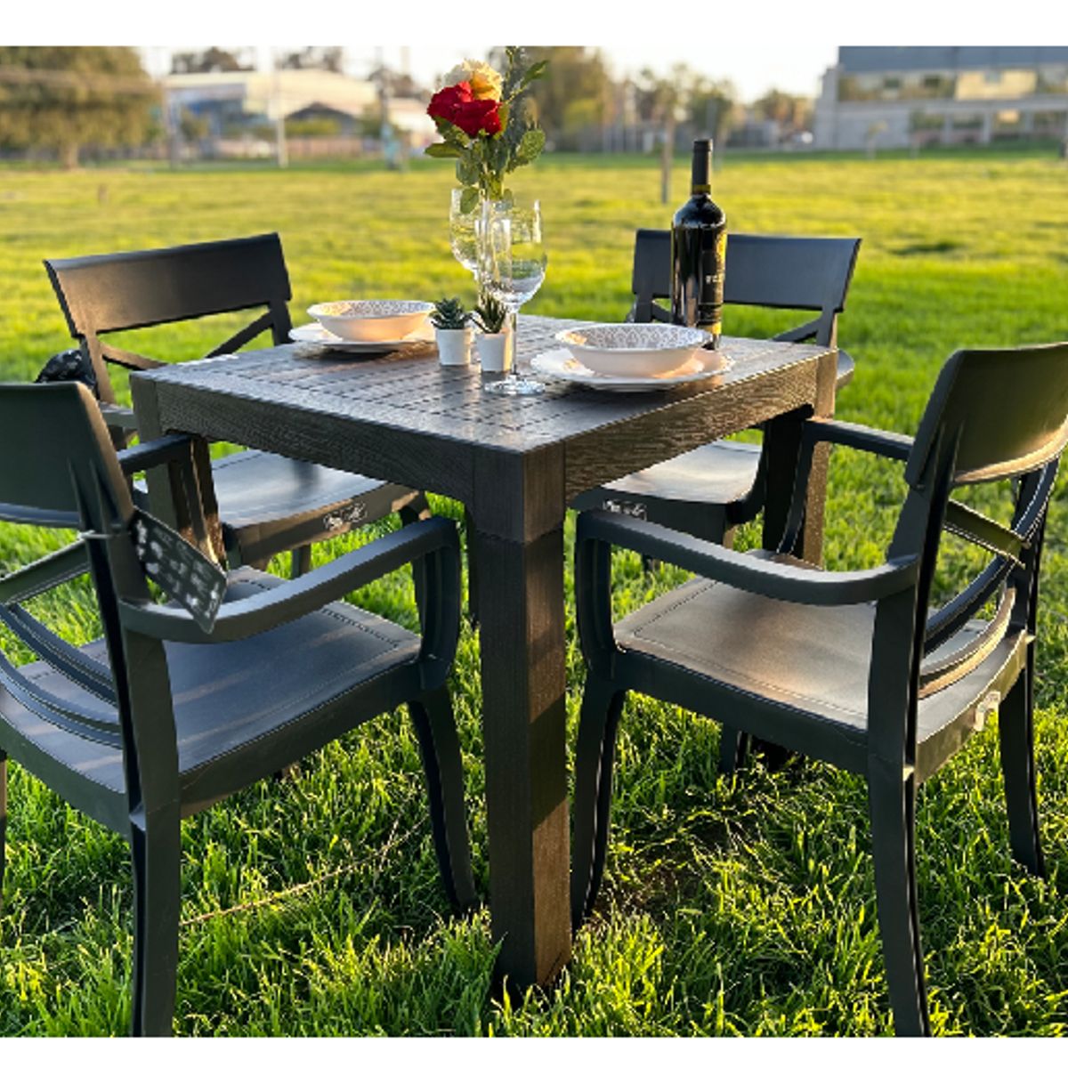 GENERICO - Comedor terraza madeira 4 personas alta resistencia y durabilidad