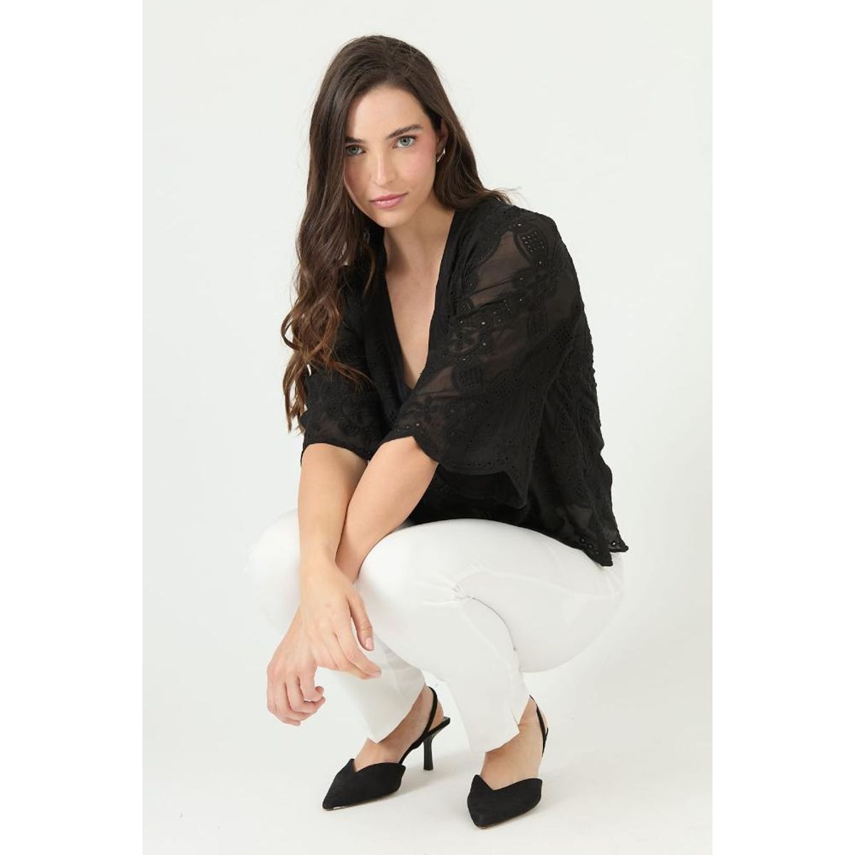 PRIVILEGE - Blusa con seda negra 2382