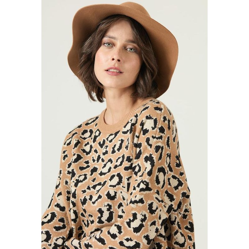 PRIVILEGE - Sweater camel animal print PRIVILEGE 2659 - Camel