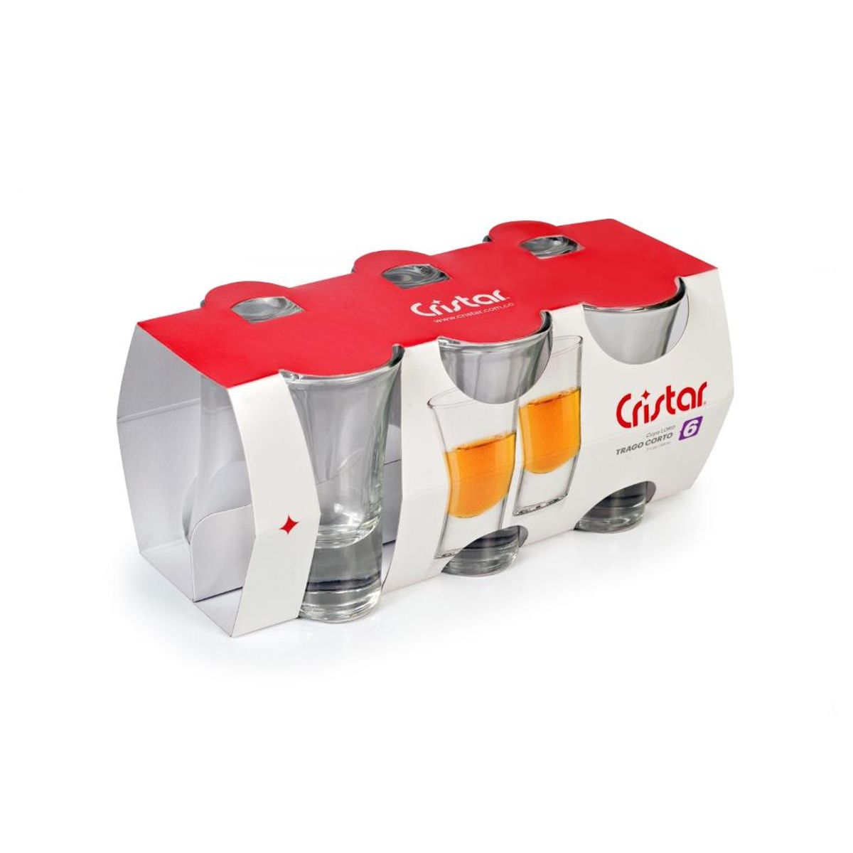 CRISTAR - Set 6 Vasos de Shots de vidrio 54 ml Licor Lord Cristar