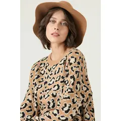 PRIVILEGE - Sweater camel animal print 2659 - Camel