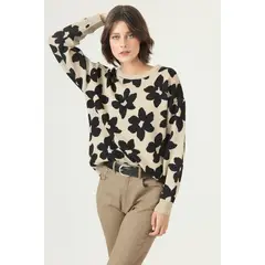PRIVILEGE - Sweater beige flores 2655 - Beige