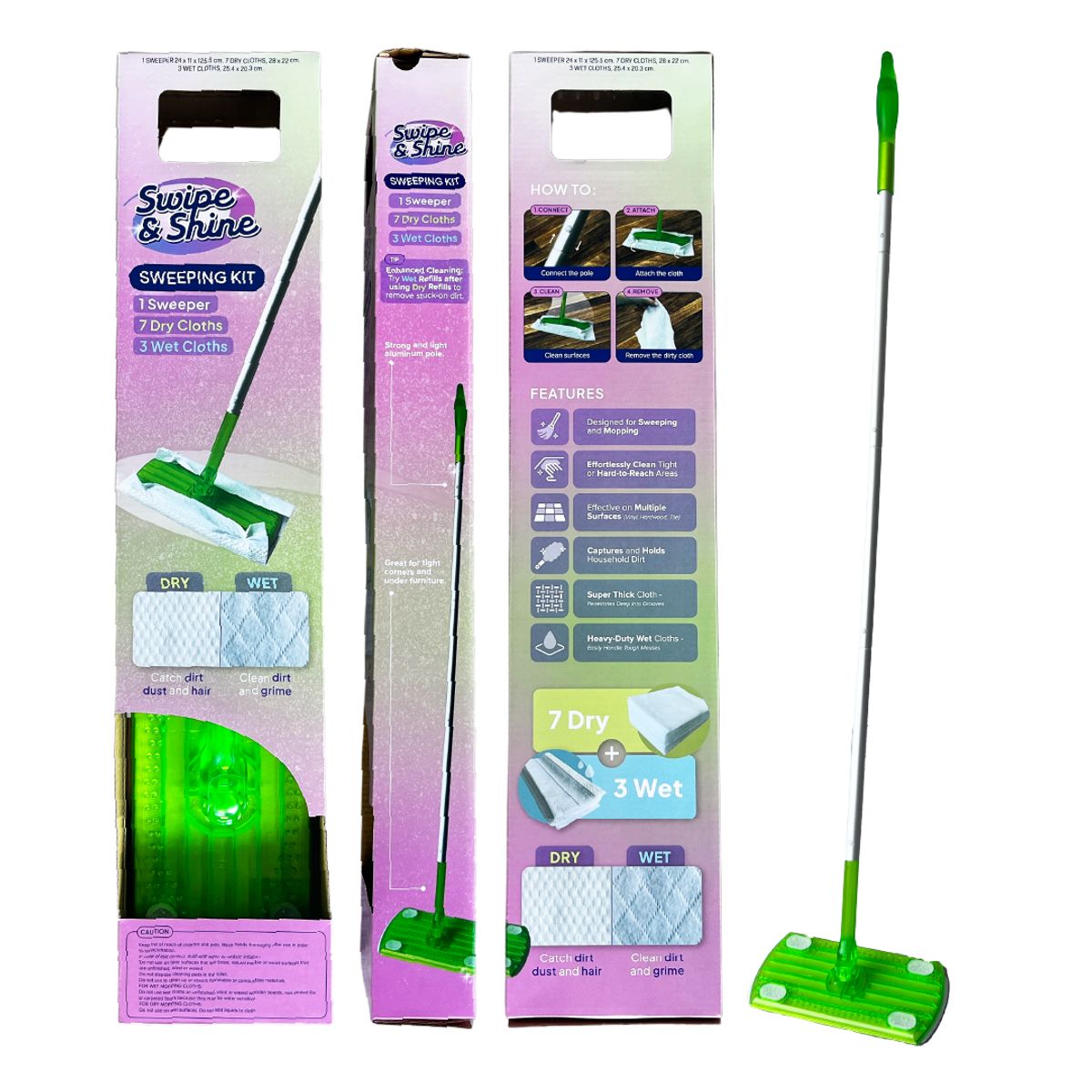 SWIPE AND SHINE - Mopa Plana Trapeador Multisuperficie Recargas Húmeda Y Seca