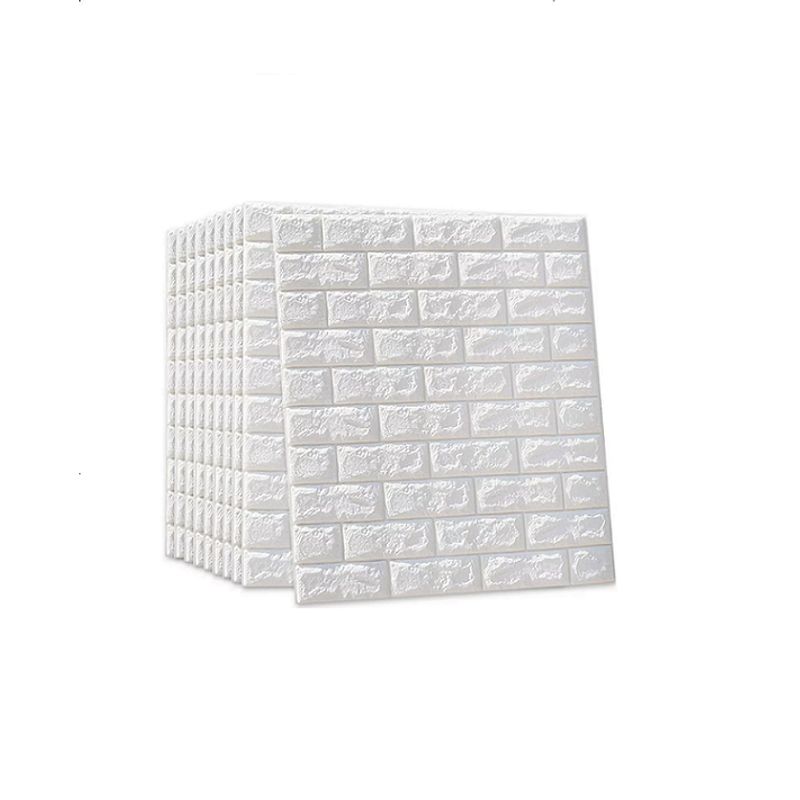 GENERICO - Pack de 10 Láminas de Papel Mural 3D Ladrillo Blanco 77x70cm