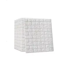 GENERICO - Pack de 10 Láminas de Papel Mural 3D Ladrillo Blanco 77x70cm