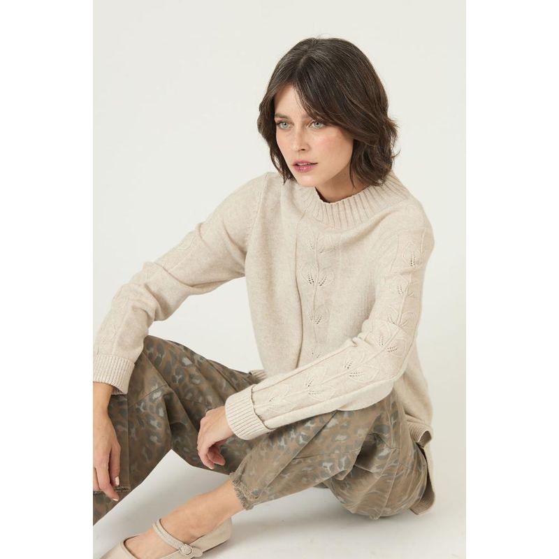 PRIVILEGE - Sweater beige flores PRIVILEGE 2672 - Beige