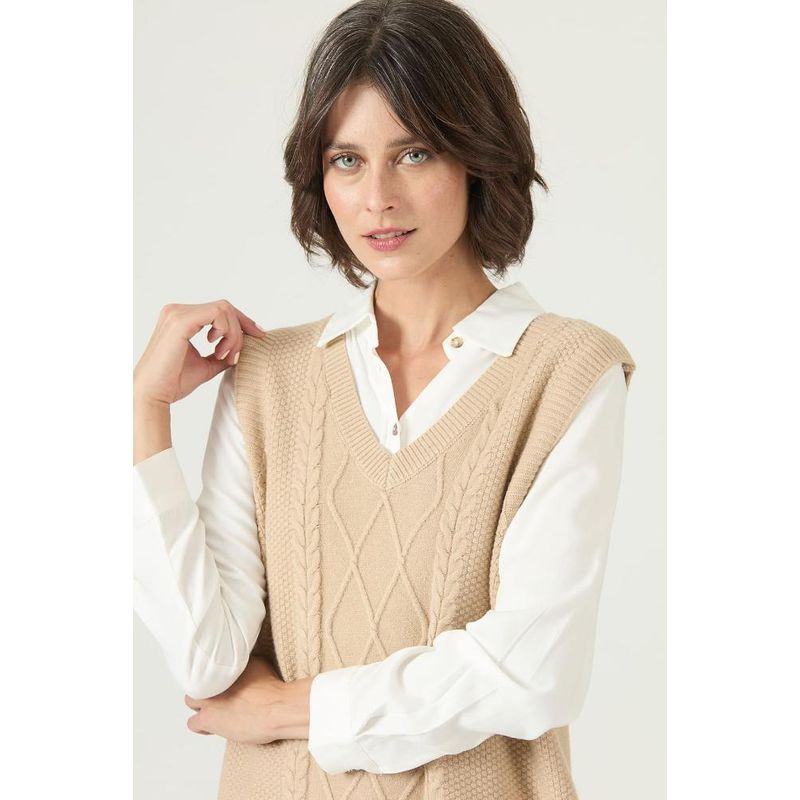 PRIVILEGE - Sweater beige trenzas PRIVILEGE 2671 - Beige