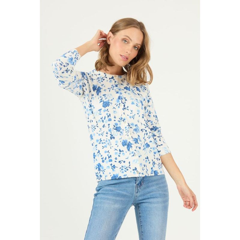 PRIVILEGE - Cardigan crudo flores PRIVILEGE 2697 - Crudo