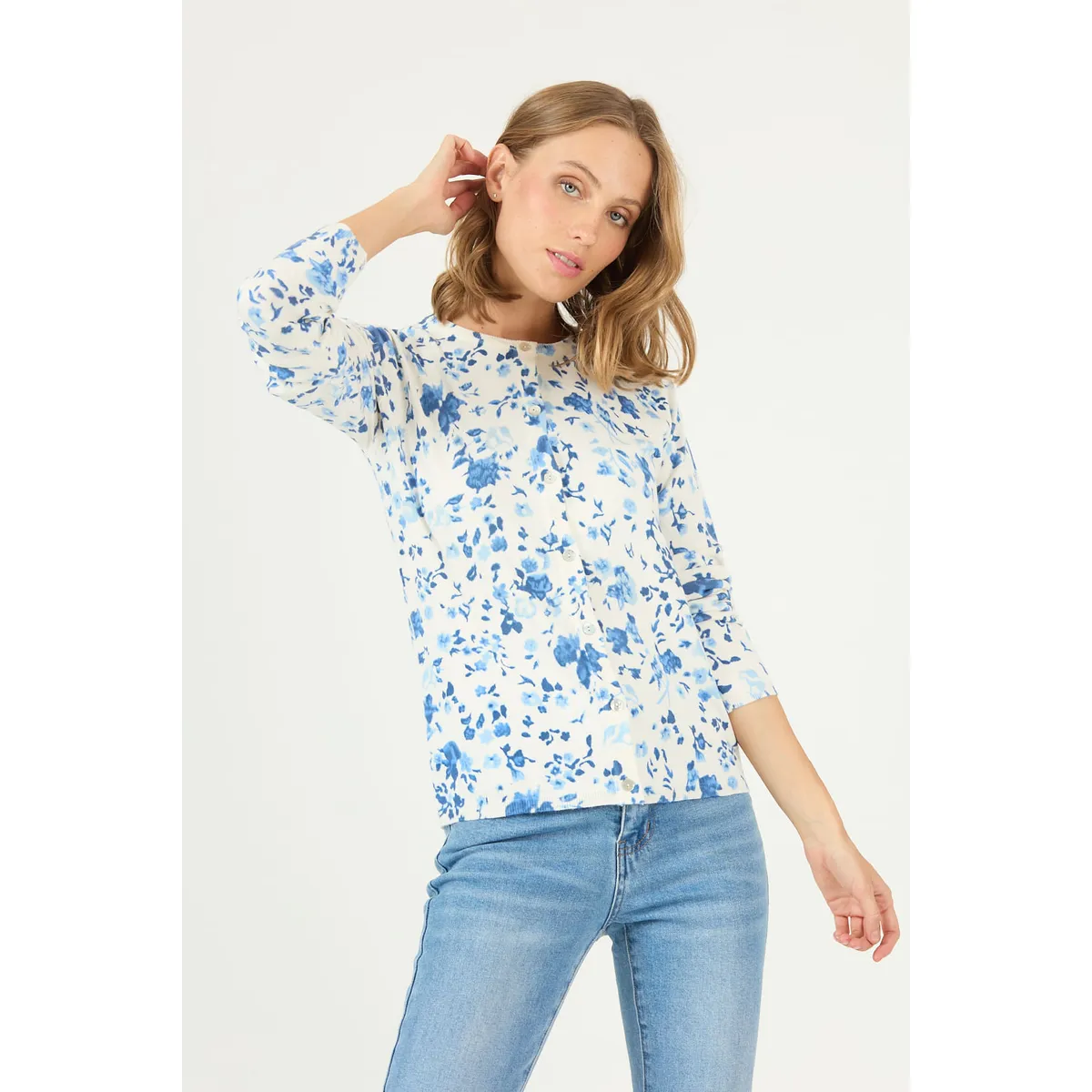 PRIVILEGE - Cardigan crudo estampado 2697