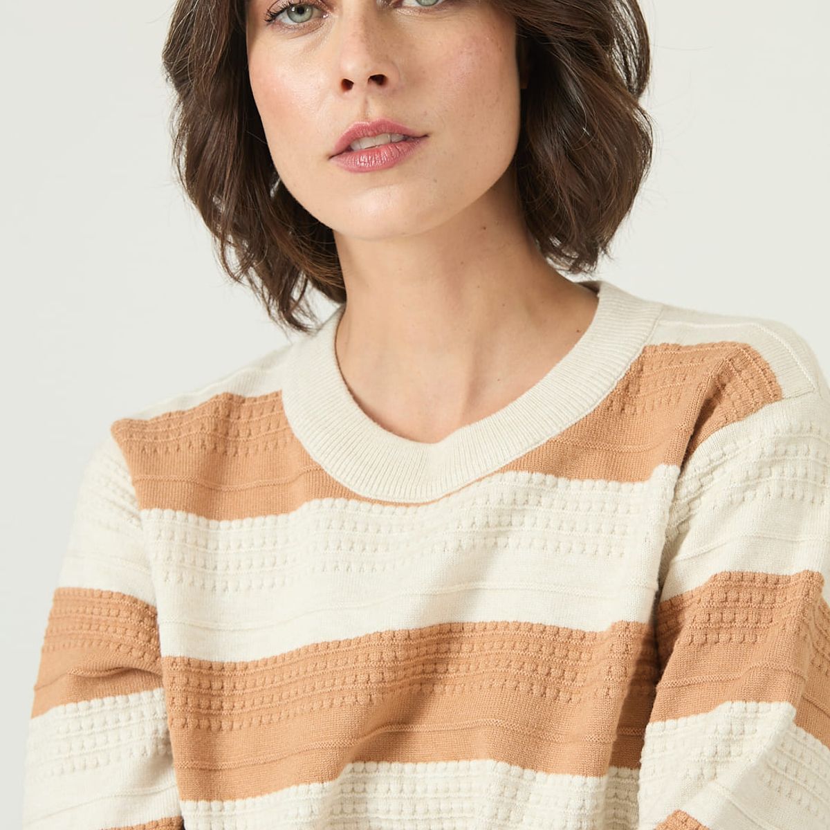 PRIVILEGE - Sweater camel rayas 2680