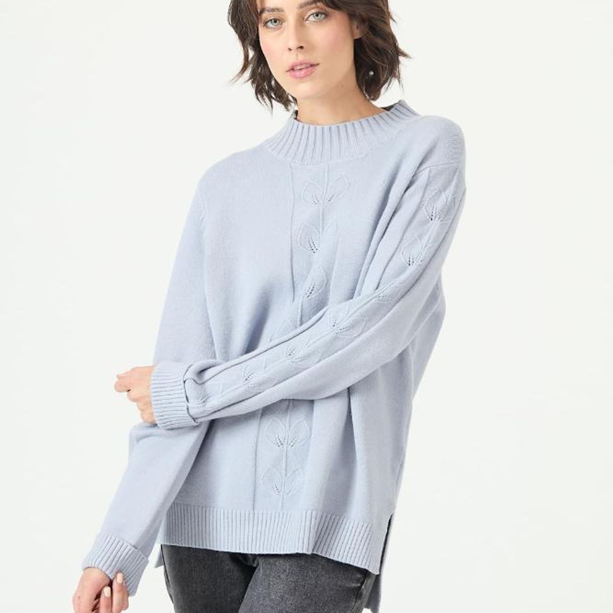 PRIVILEGE - Sweater celeste flores PRIVILEGE 2772