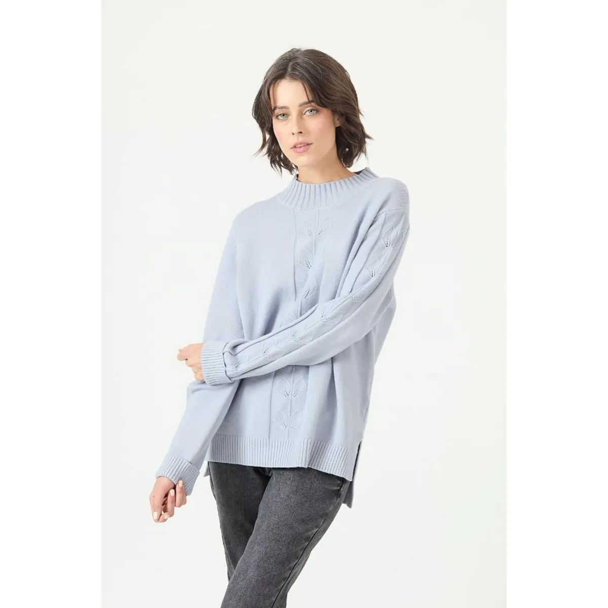 PRIVILEGE - Sweater celeste flores PRIVILEGE 2772