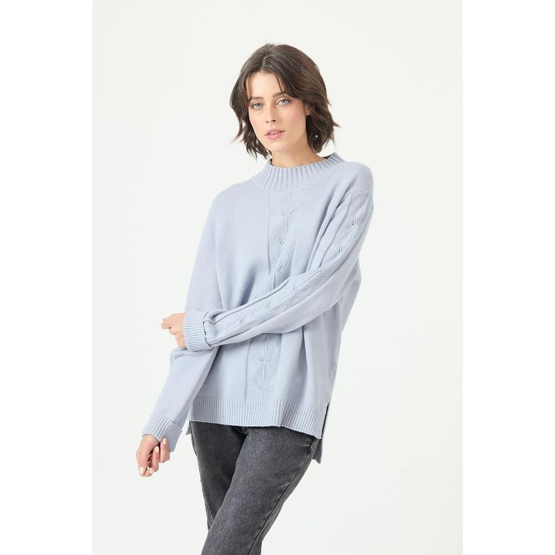 PRIVILEGE - Sweater celeste flores PRIVILEGE 2772 - Celeste