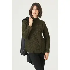 PRIVILEGE - Sweater kaki trenzas 2686 - Khaki