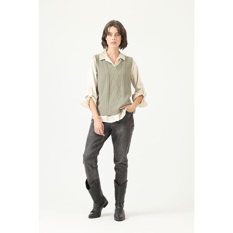 PRIVILEGE - Sweater verde trenzas PRIVILEGE 2771 - Verde