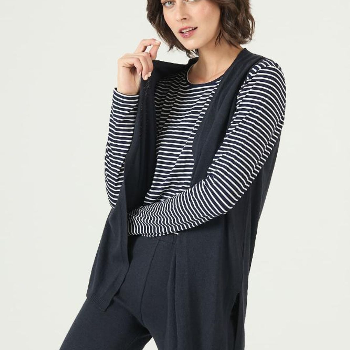 PRIVILEGE - Tapado con lana tejido azul marino PRIVILEGE 2682