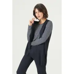 PRIVILEGE - Tapado con lana tejido azul marino 2682