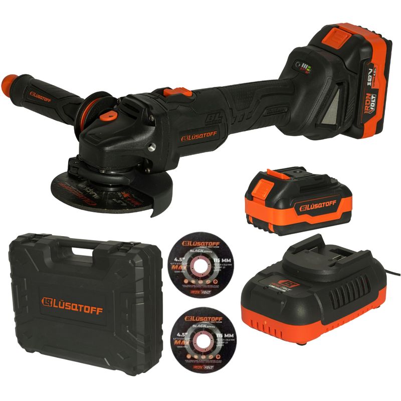 LUSQTOFF - Esmeril Angular Inalámbrico 18v Lusqtoff Brushless 2 Bat 4ah