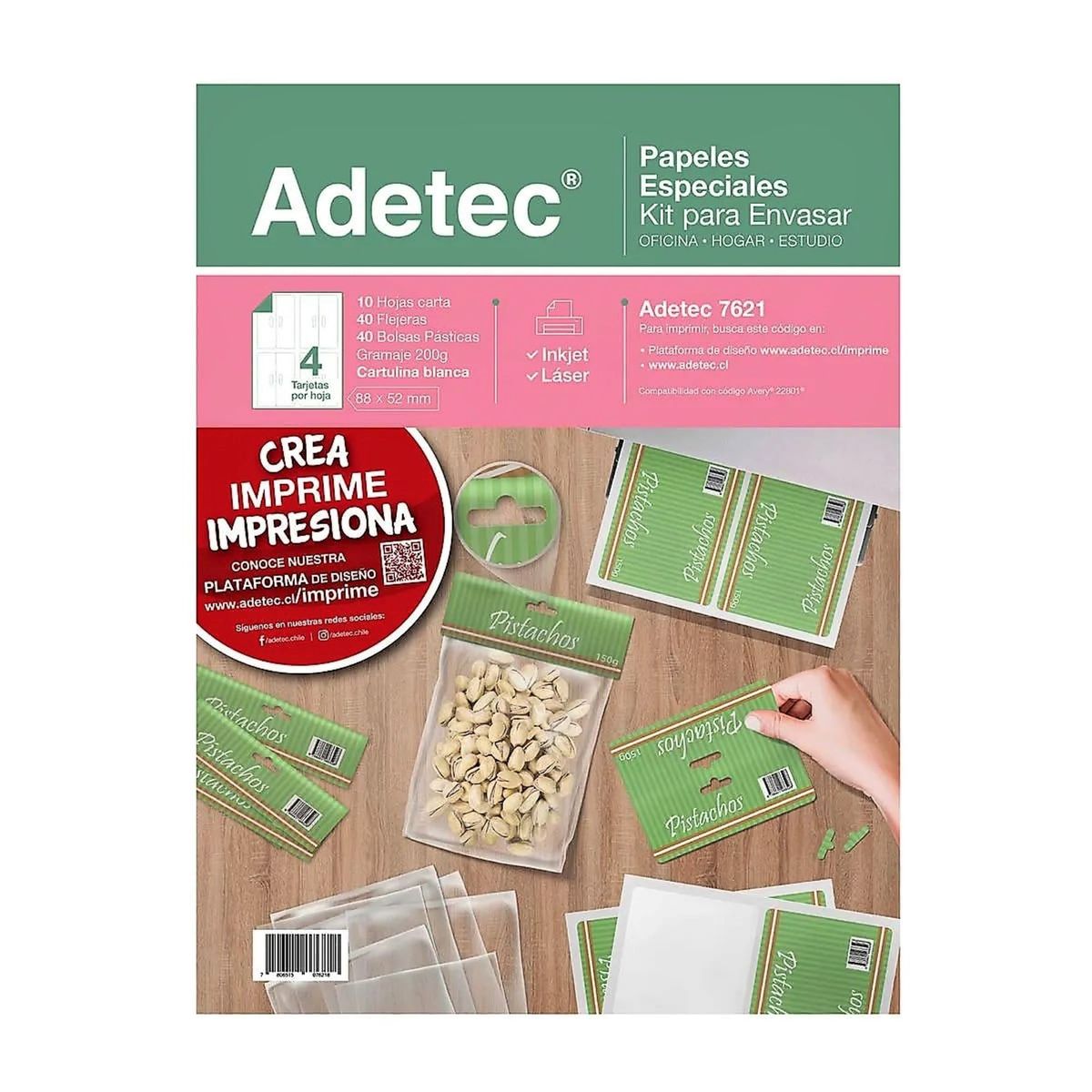 ADETEC - Kit Para Envasar 88x126mm Impresoras Inkjet-láser Cartax10h