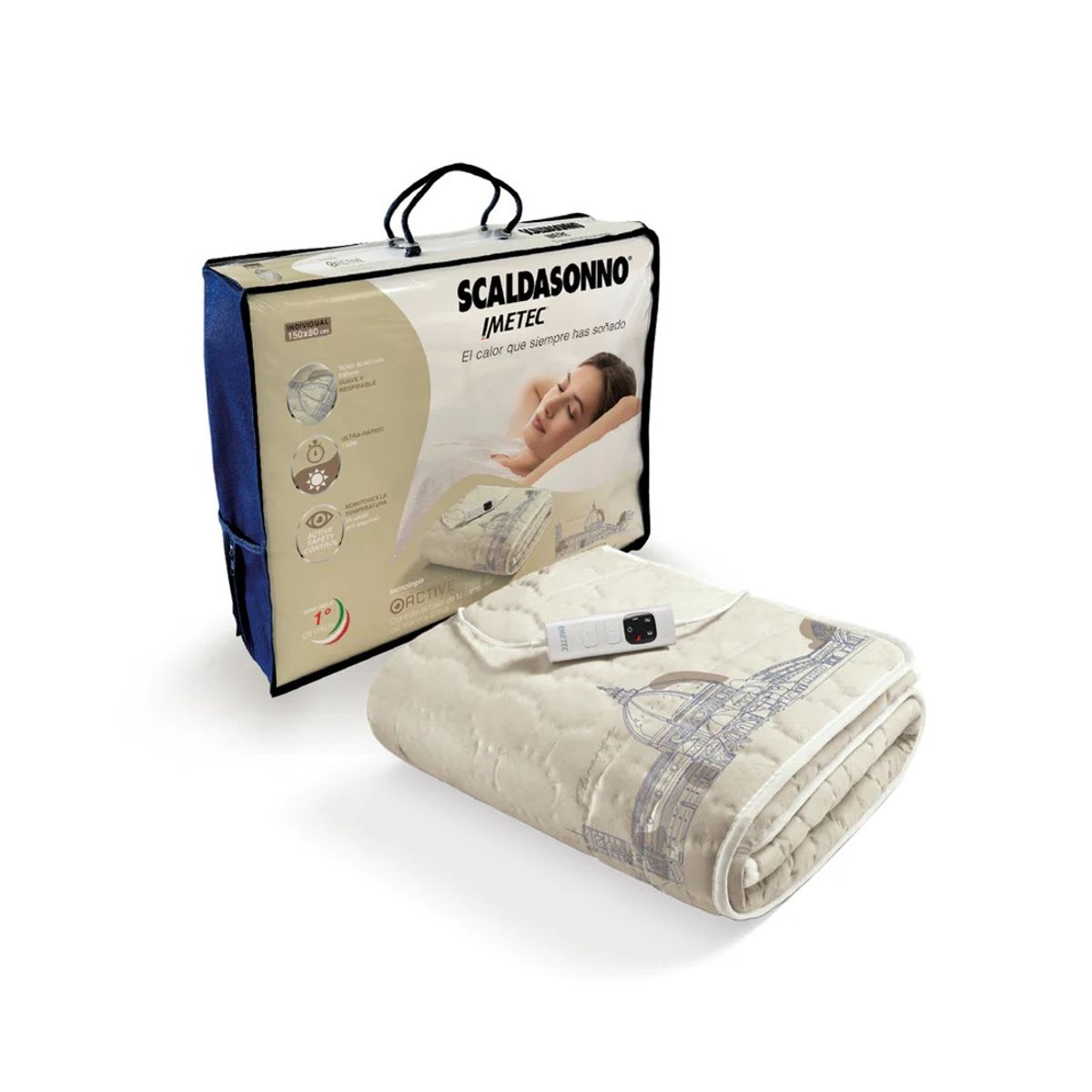 IMETEC - Calientacama Scaldasonno City Active Individual Florencia Diseño