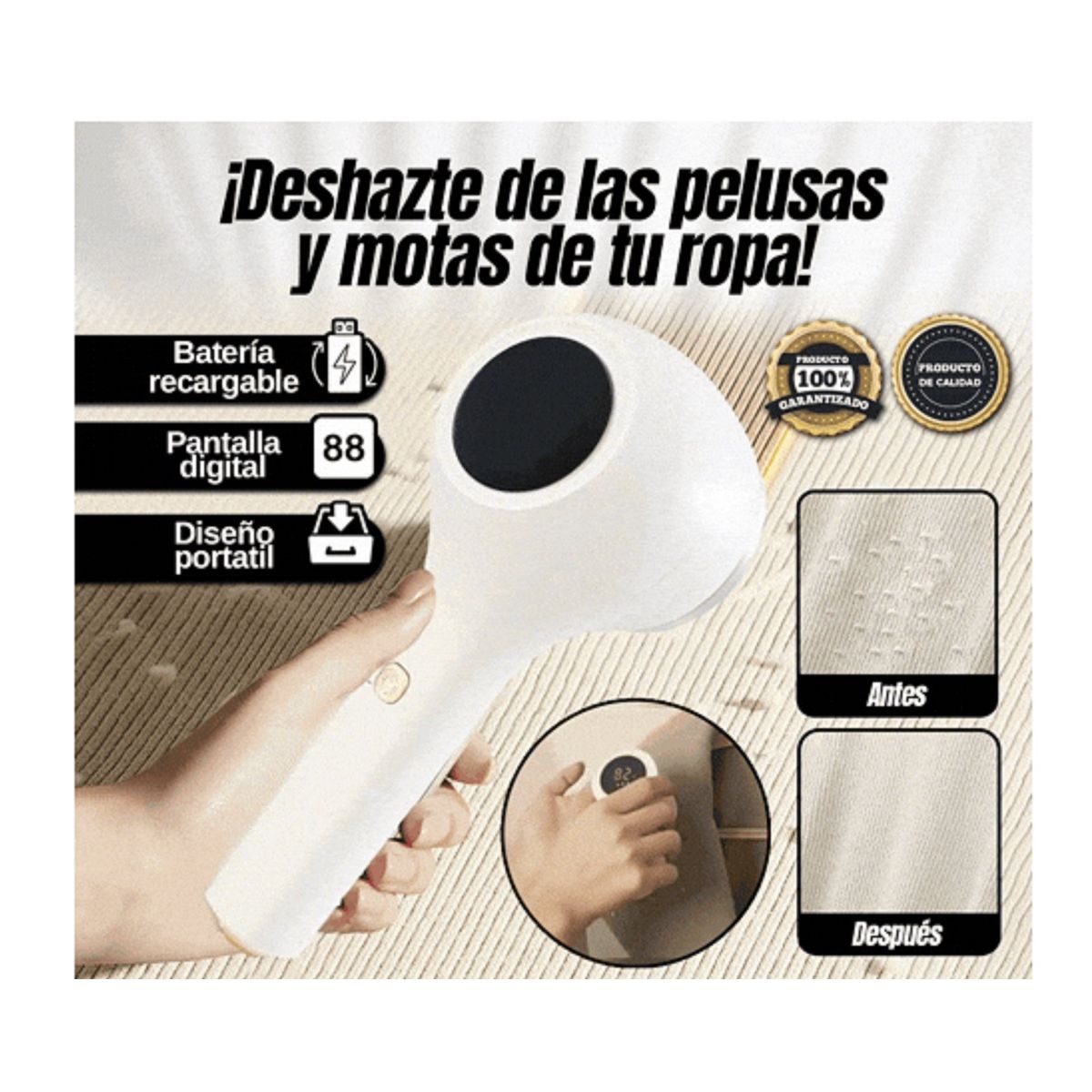 GENERICO - Limpia Quita Saca Pelusas Ropa Recargables