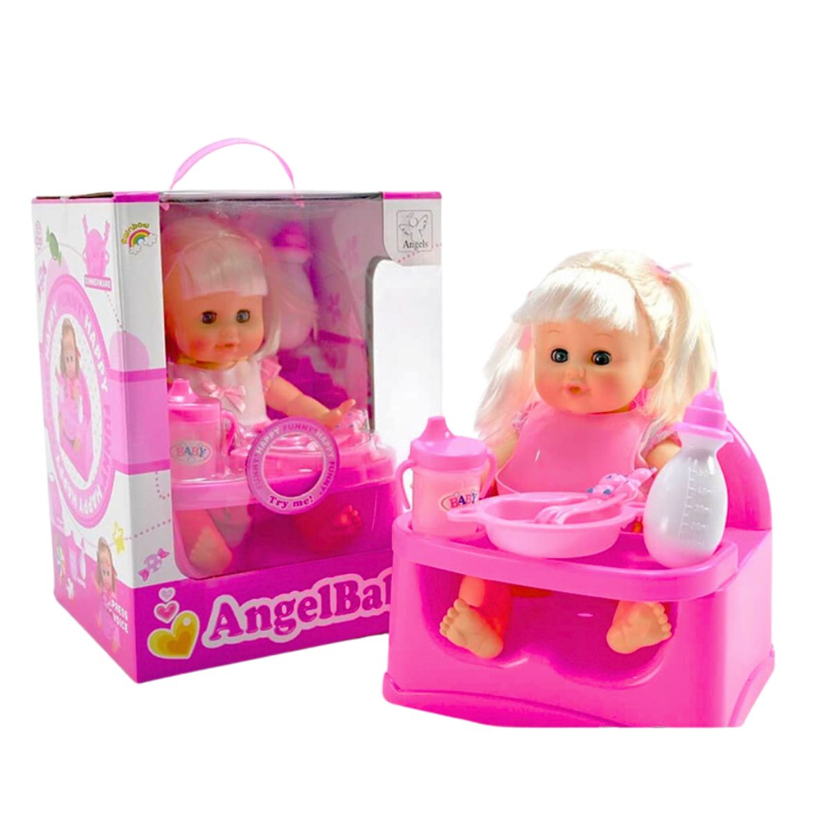 GENERICO - Muñeca Bebé Interactiva Con Silla De Comer Y Accesorios