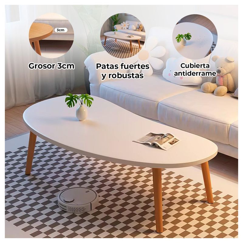 GLOBAL LATIN GROUP - Mesa de Centro Minimalista  Diseño Nórdico y Elegante - Marron claro