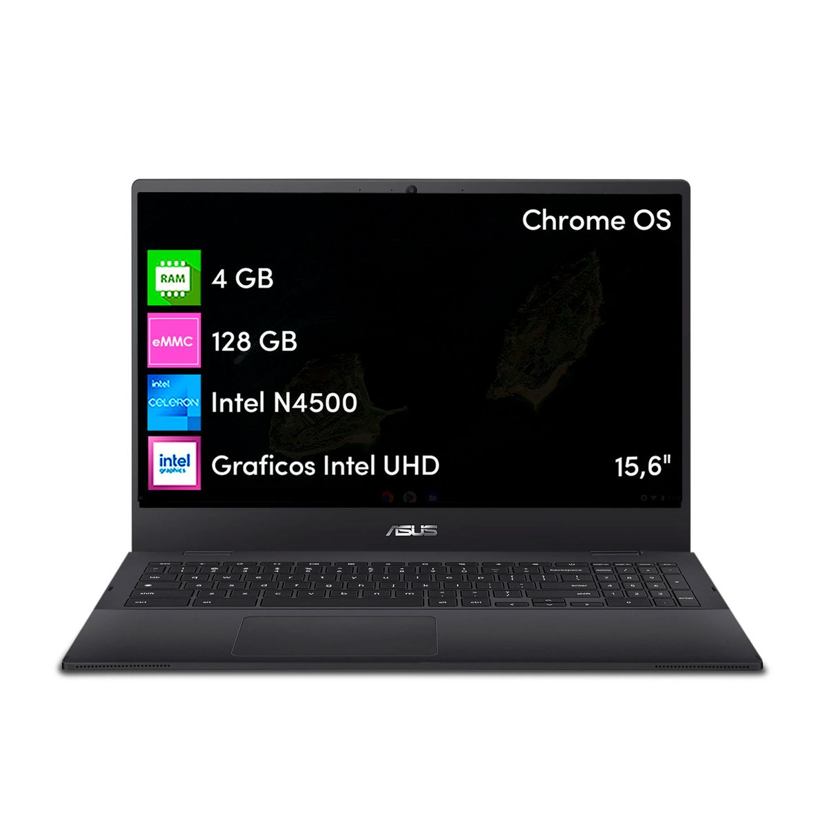 ASUS - Notebook Chromebook Asus Celeron 4GB 128GB SSD 15,6 FHD