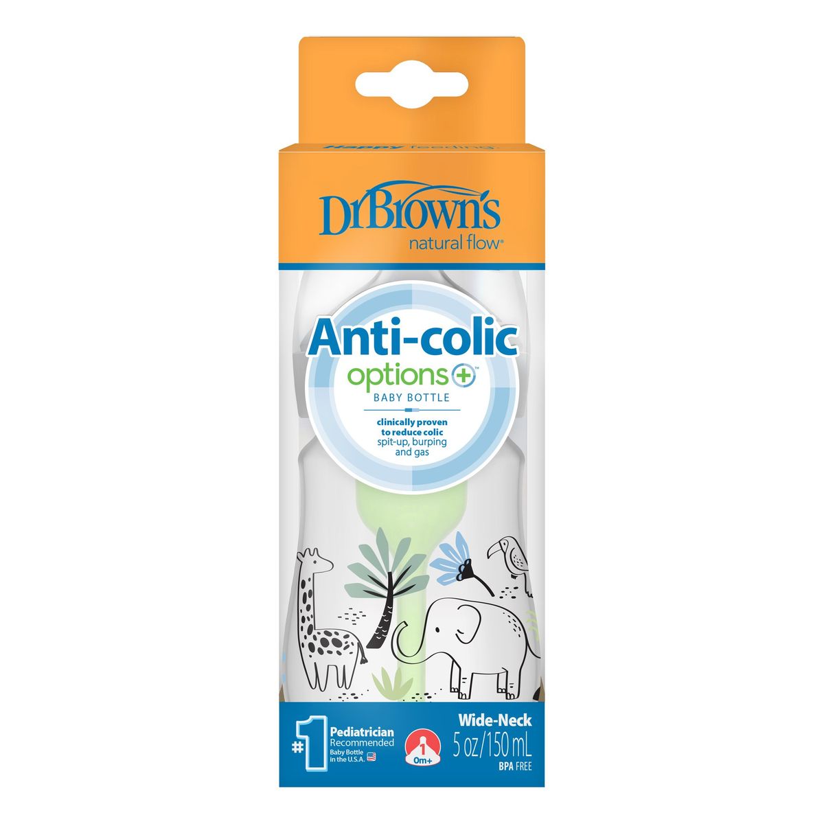 DR BROWN'S - Mamadera Boca Ancha Dr Brown´s 150ml Con Diseños Animales